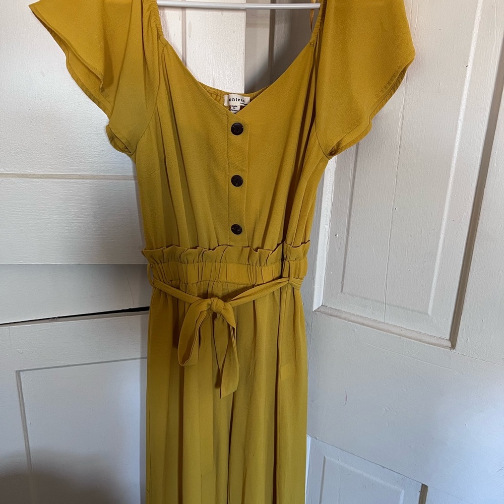 mustard colored romper for women with belt